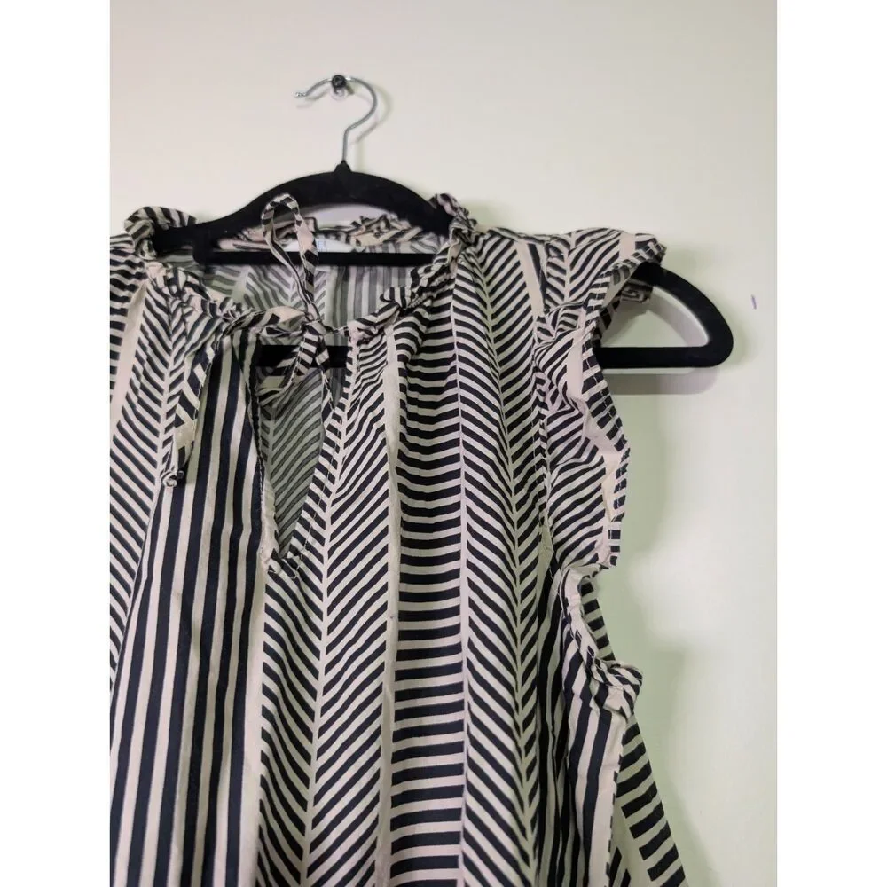 Striped Tiered 100% Cotton Summer Dress Size Small Cottagecore Ruffle - Picture 7 of 8